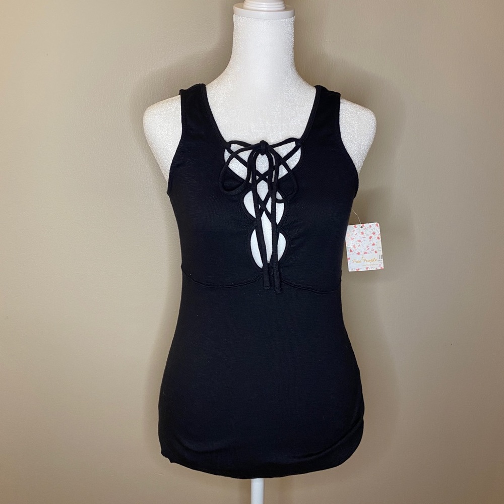 Free People black lace-up top